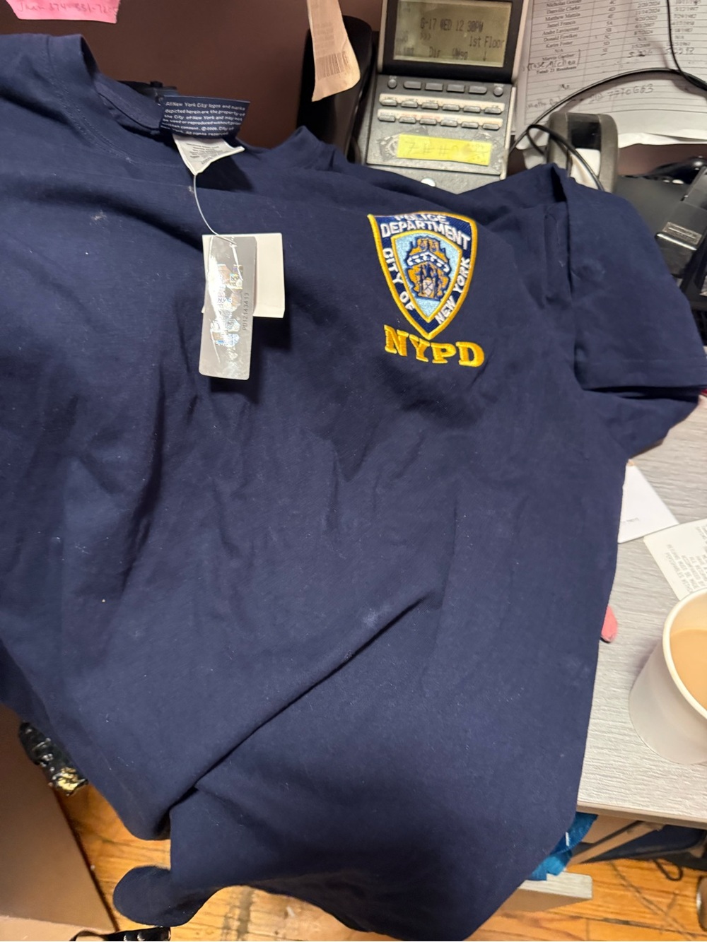 NYPD Embroidered Shield Logo Crewneck - Navy and Gold XL